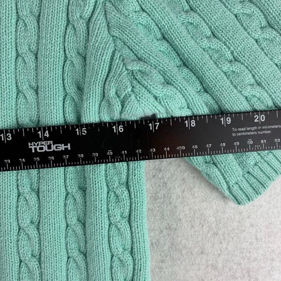Vintage Charter Club Cable Knit Sweater Women's Large Short Sleeve Mint READ - Picture 9 of 10